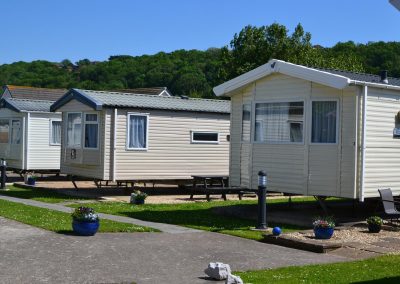 Static caravans in a holiday park setting
